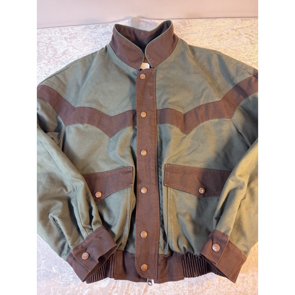Vintage Wrangler Western Jacket Mens M Green Brown Blanket Lined Ranch Cowboy